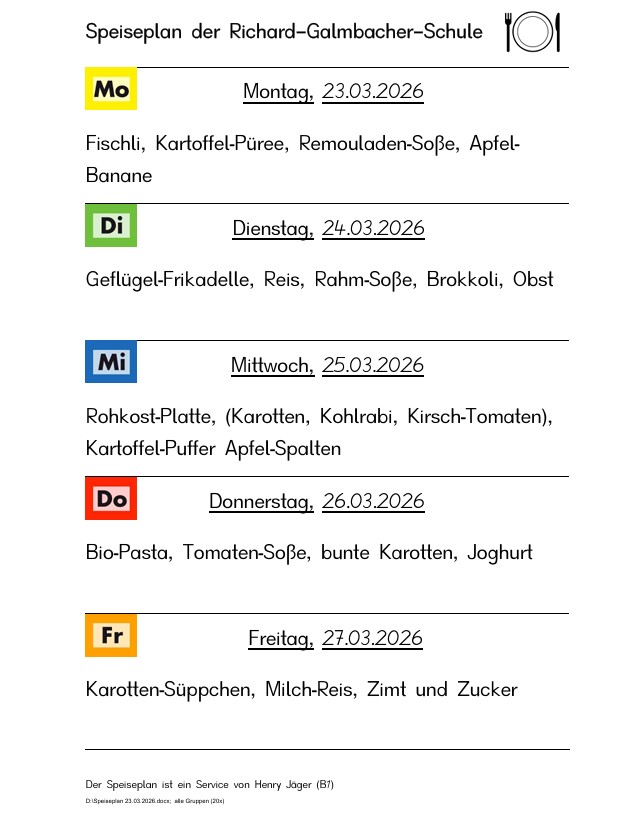 Speiseplan vom 23.3. bis 27.3.2026